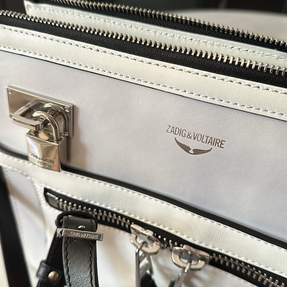 NWT ZADIG & VOLTAIRE Women’s White Leather Zip Crossbody Shoulder Bag - Picture 5 of 6